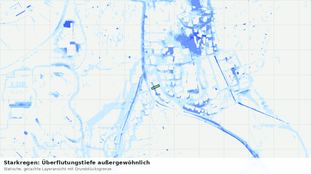 Statische Kartenansicht: Starkregen: Überflutungstiefe außergewöhnlich