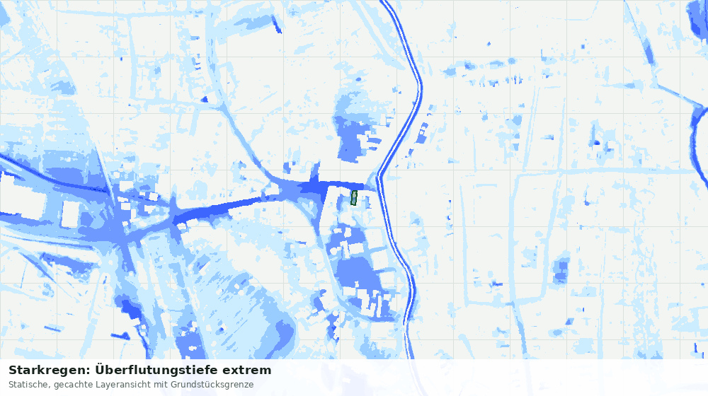 Statische Kartenansicht: Starkregen: Überflutungstiefe extrem