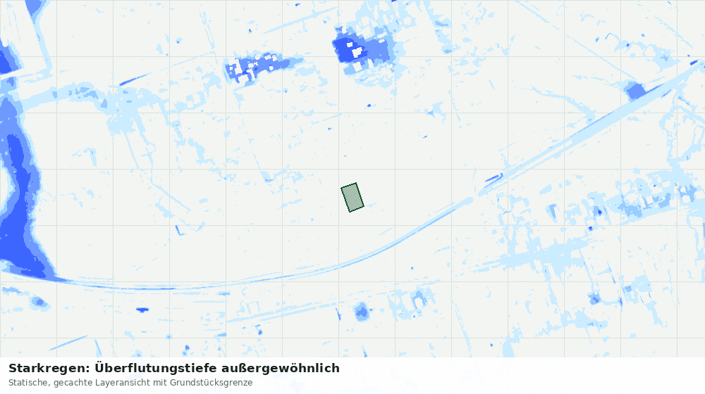 Statische Kartenansicht: Starkregen: Überflutungstiefe außergewöhnlich