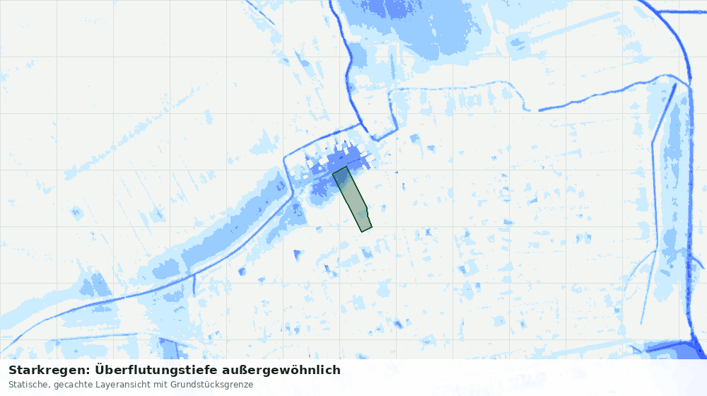 Statische Kartenansicht: Starkregen: Überflutungstiefe außergewöhnlich