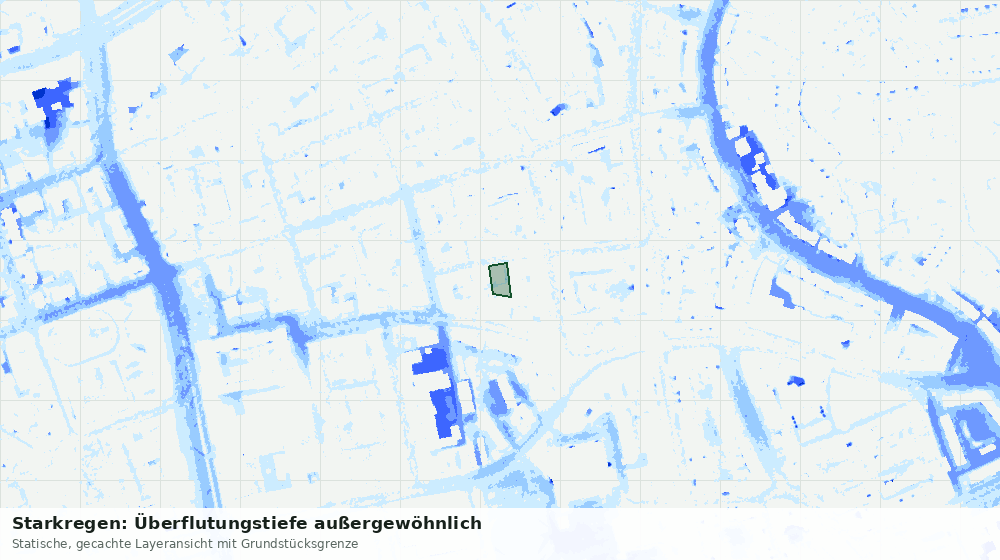 Statische Kartenansicht: Starkregen: Überflutungstiefe außergewöhnlich