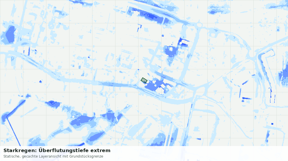 Statische Kartenansicht: Starkregen: Überflutungstiefe extrem