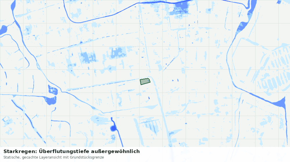 Statische Kartenansicht: Starkregen: Überflutungstiefe außergewöhnlich