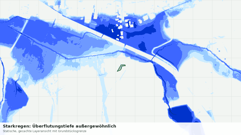 Statische Kartenansicht: Starkregen: Überflutungstiefe außergewöhnlich