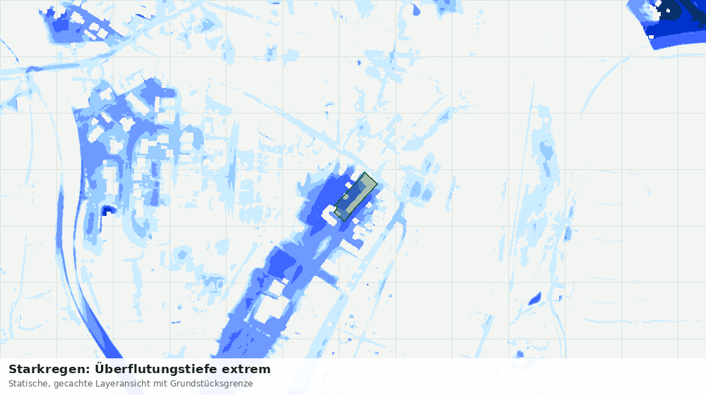Statische Kartenansicht: Starkregen: Überflutungstiefe extrem