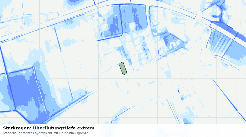 Statische Kartenansicht: Starkregen: Überflutungstiefe extrem