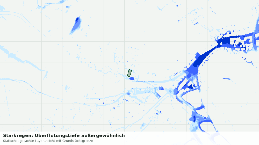 Statische Kartenansicht: Starkregen: Überflutungstiefe außergewöhnlich