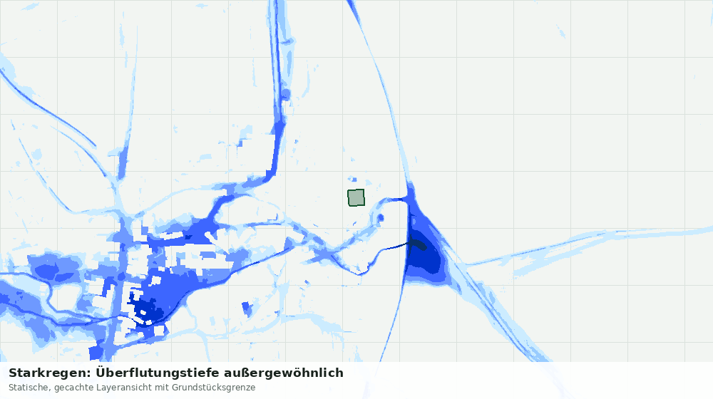 Statische Kartenansicht: Starkregen: Überflutungstiefe außergewöhnlich