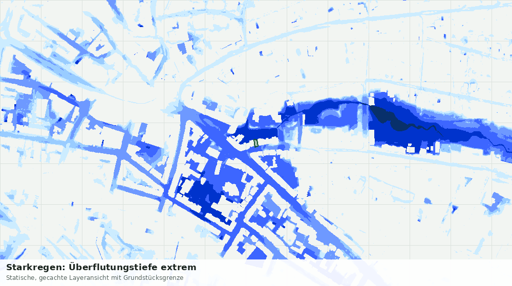 Statische Kartenansicht: Starkregen: Überflutungstiefe extrem