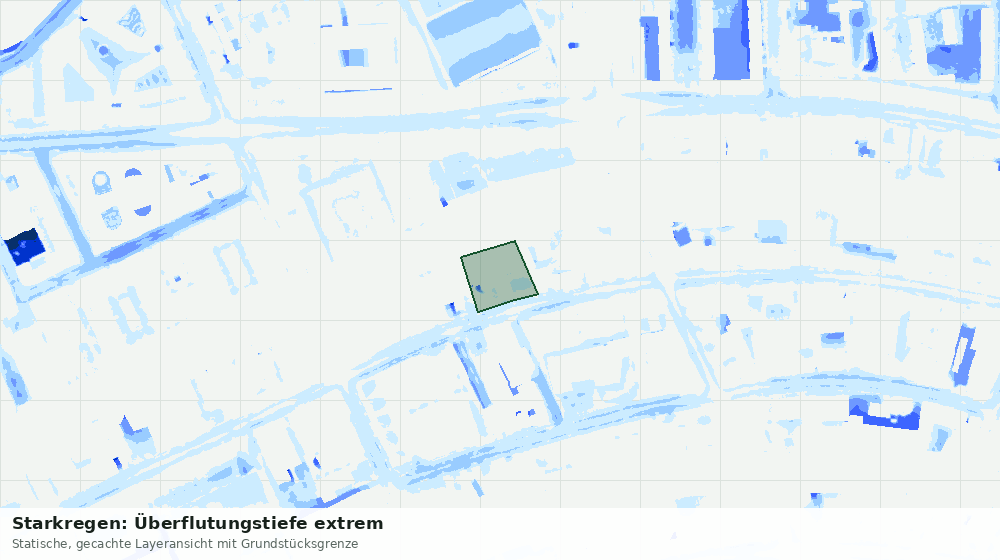 Statische Kartenansicht: Starkregen: Überflutungstiefe extrem