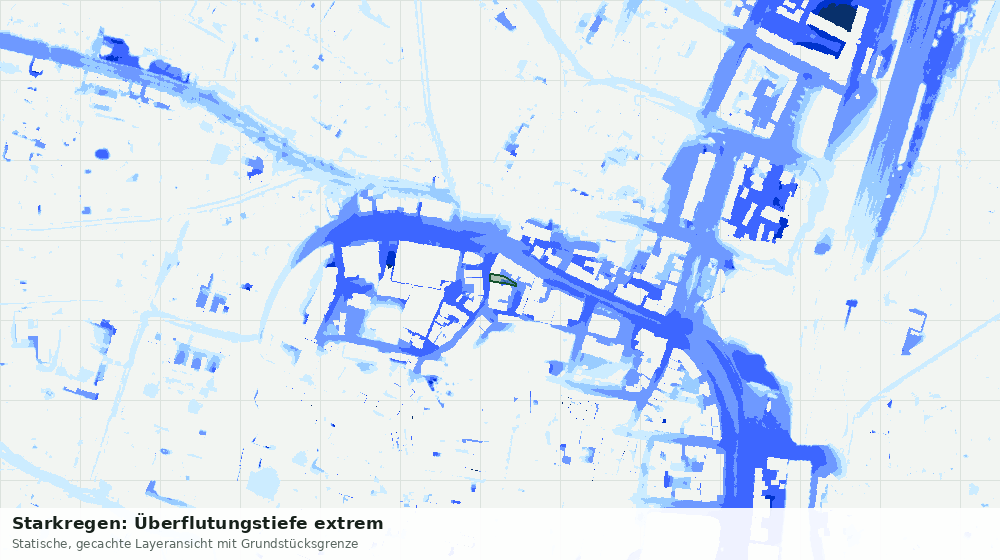 Statische Kartenansicht: Starkregen: Überflutungstiefe extrem