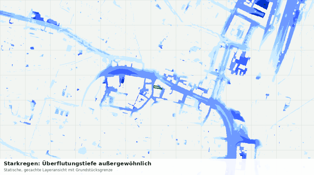 Statische Kartenansicht: Starkregen: Überflutungstiefe außergewöhnlich