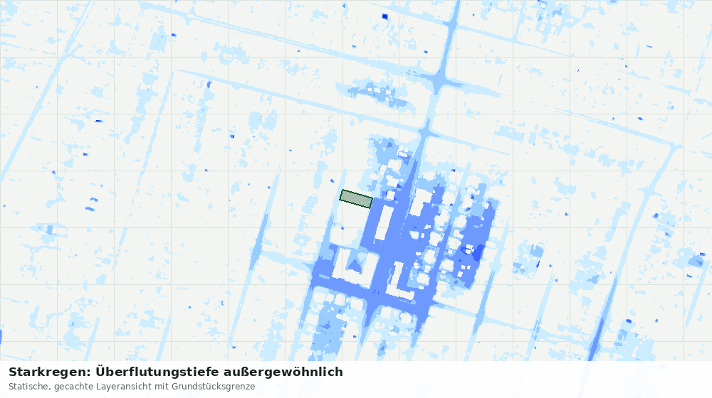 Statische Kartenansicht: Starkregen: Überflutungstiefe außergewöhnlich
