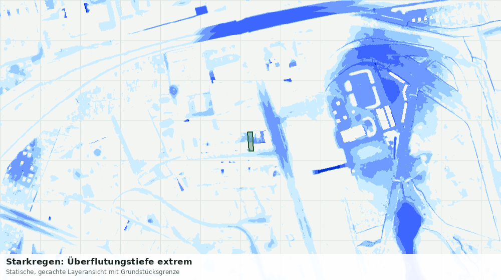 Statische Kartenansicht: Starkregen: Überflutungstiefe extrem