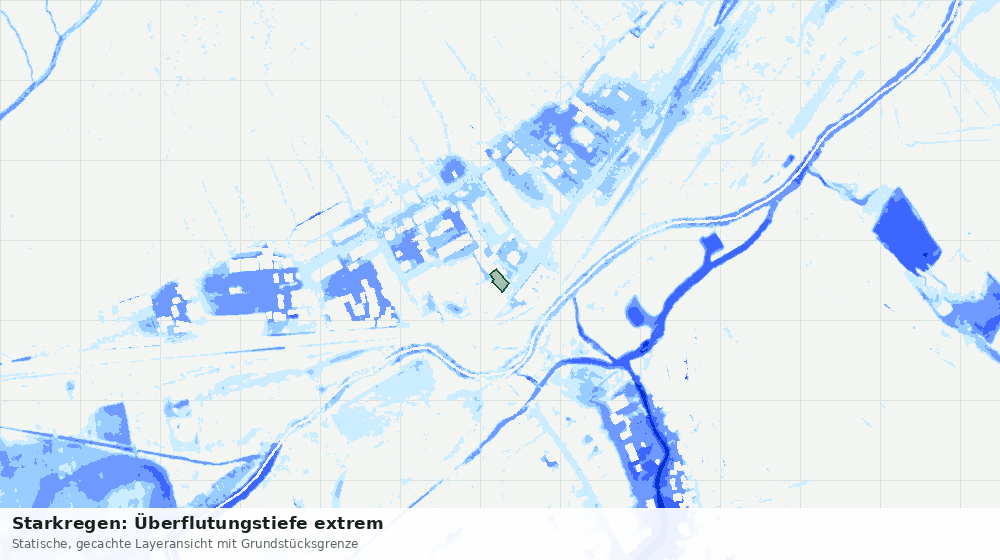 Statische Kartenansicht: Starkregen: Überflutungstiefe extrem