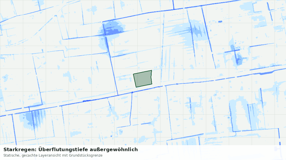 Statische Kartenansicht: Starkregen: Überflutungstiefe außergewöhnlich