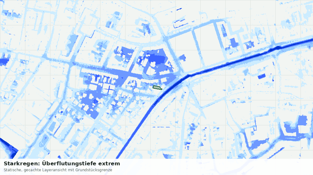 Statische Kartenansicht: Starkregen: Überflutungstiefe extrem