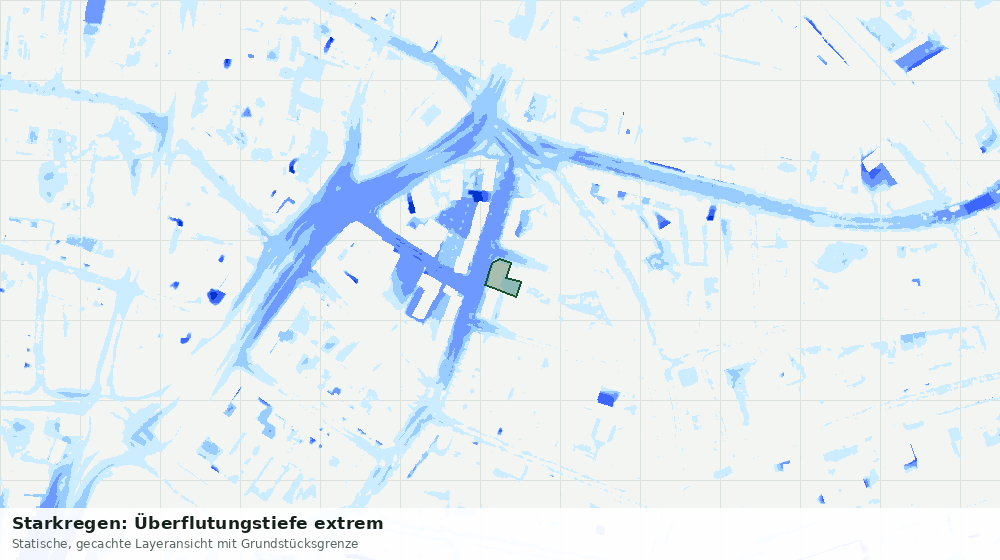 Statische Kartenansicht: Starkregen: Überflutungstiefe extrem