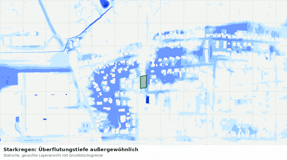 Statische Kartenansicht: Starkregen: Überflutungstiefe außergewöhnlich