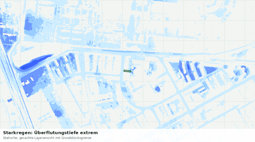 Statische Kartenansicht: Starkregen: Überflutungstiefe extrem