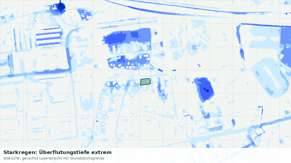 Statische Kartenansicht: Starkregen: Überflutungstiefe extrem