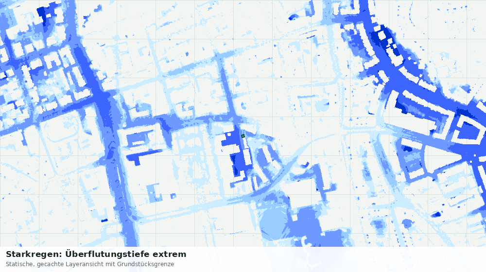 Statische Kartenansicht: Starkregen: Überflutungstiefe extrem