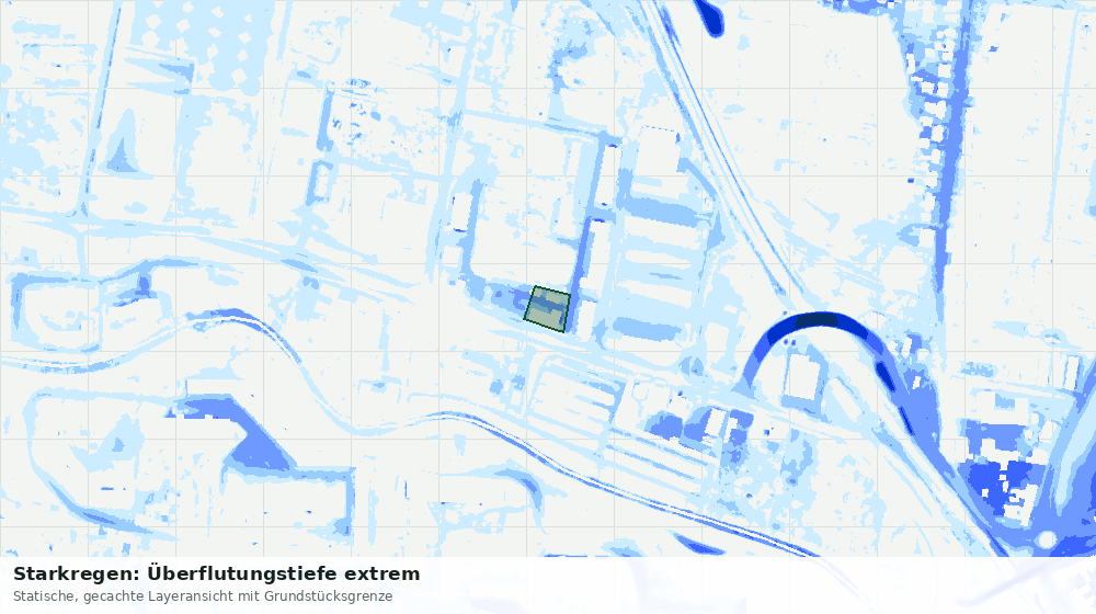 Statische Kartenansicht: Starkregen: Überflutungstiefe extrem