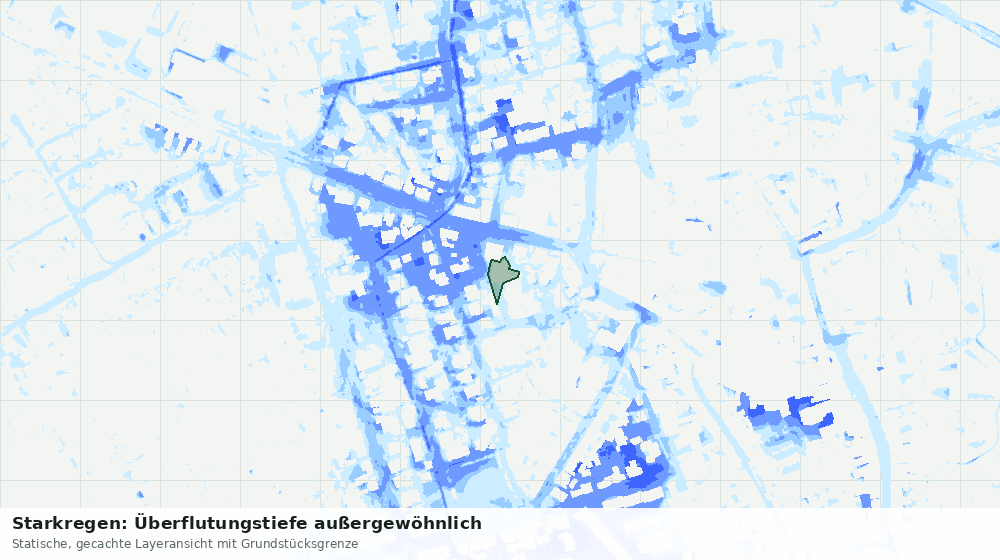 Statische Kartenansicht: Starkregen: Überflutungstiefe außergewöhnlich