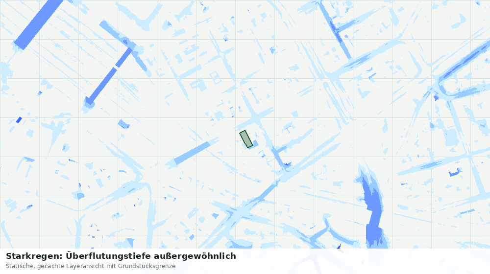 Statische Kartenansicht: Starkregen: Überflutungstiefe außergewöhnlich
