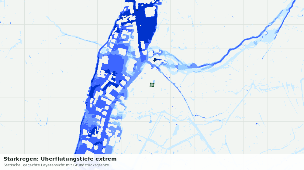 Statische Kartenansicht: Starkregen: Überflutungstiefe extrem