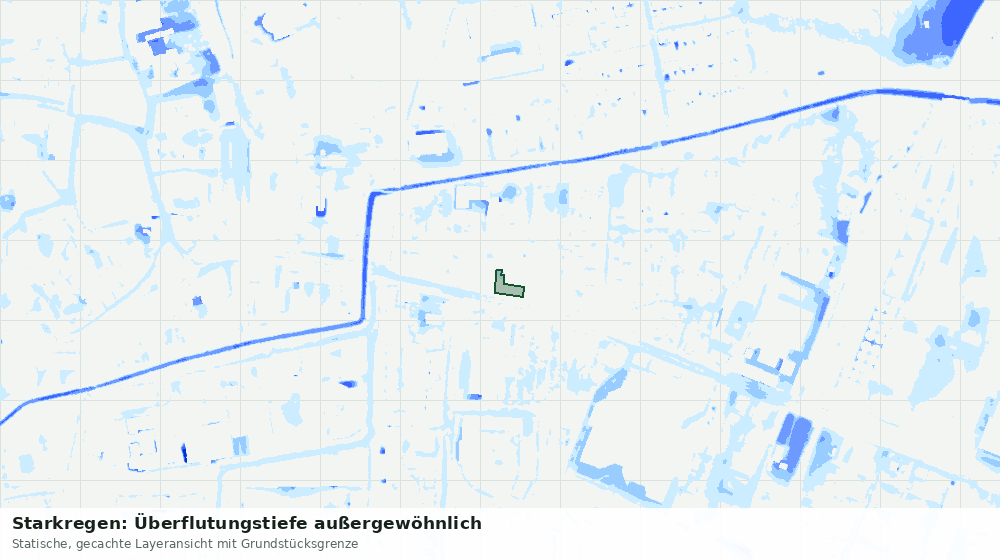 Statische Kartenansicht: Starkregen: Überflutungstiefe außergewöhnlich