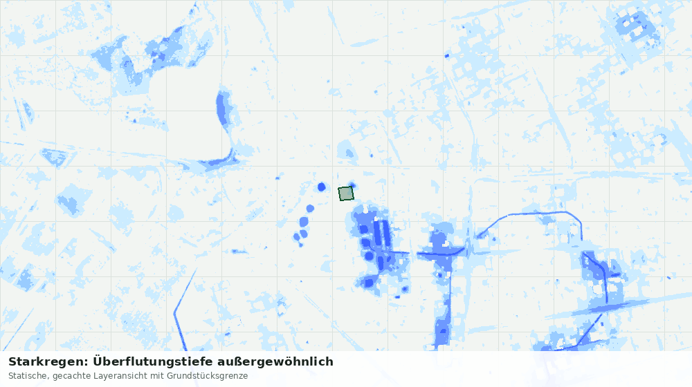 Statische Kartenansicht: Starkregen: Überflutungstiefe außergewöhnlich