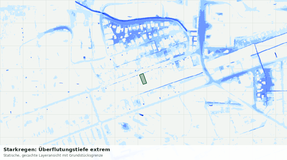 Statische Kartenansicht: Starkregen: Überflutungstiefe extrem