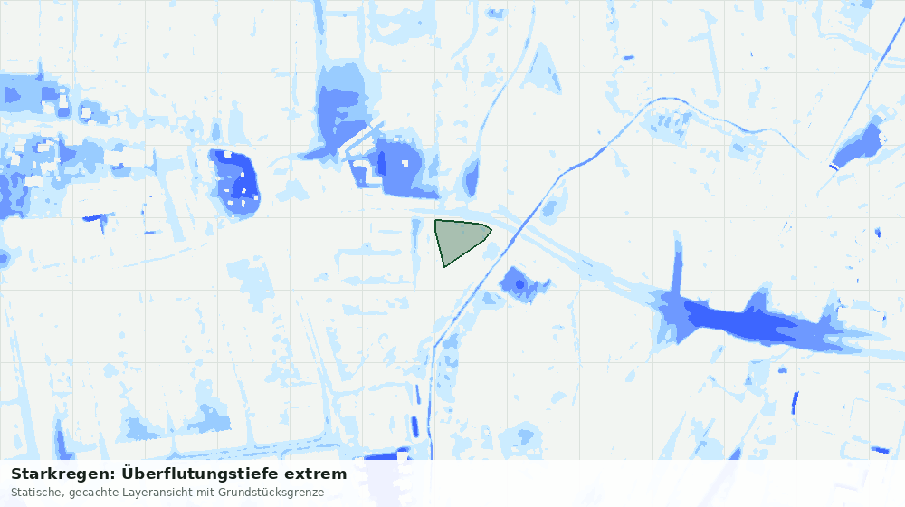 Statische Kartenansicht: Starkregen: Überflutungstiefe extrem