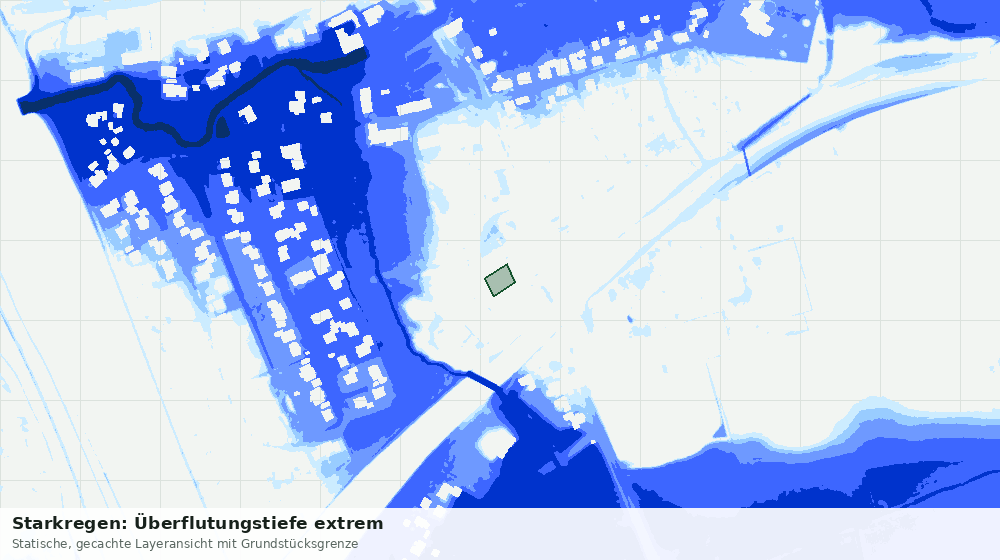 Statische Kartenansicht: Starkregen: Überflutungstiefe extrem