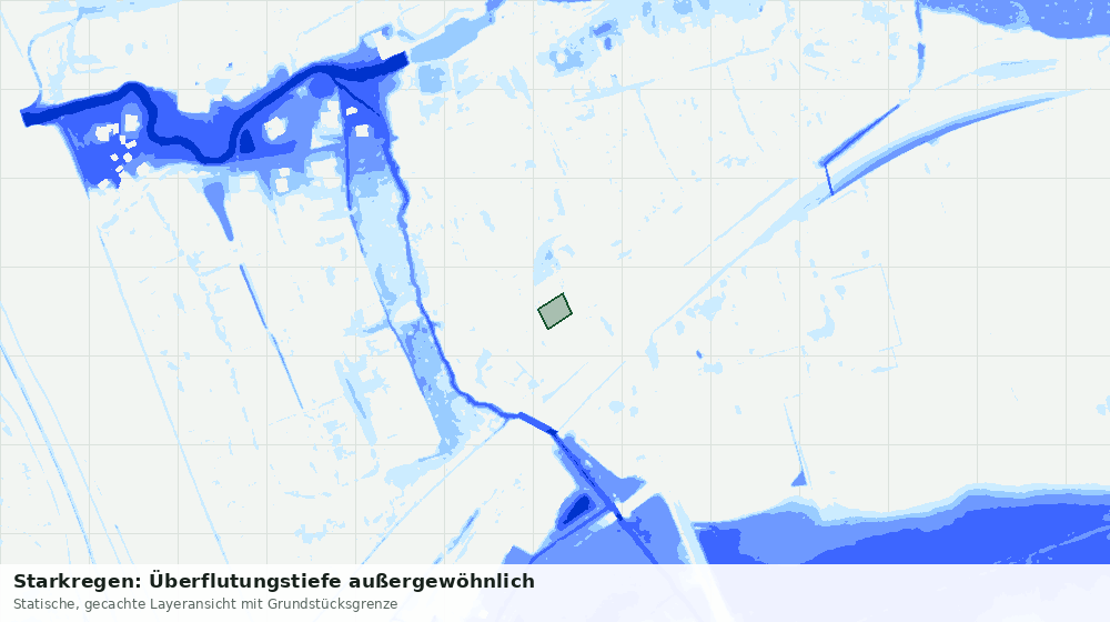 Statische Kartenansicht: Starkregen: Überflutungstiefe außergewöhnlich