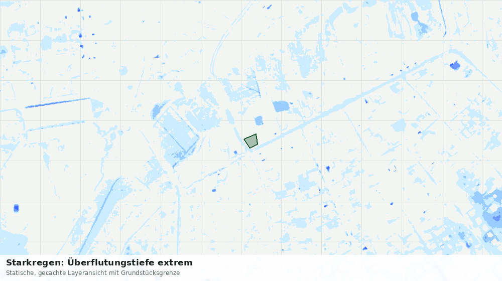 Statische Kartenansicht: Starkregen: Überflutungstiefe extrem