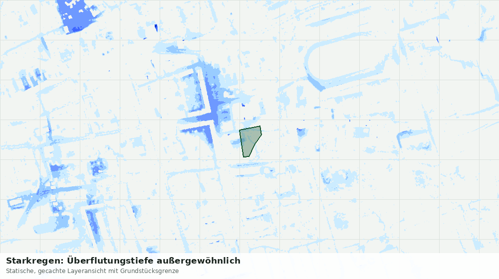 Statische Kartenansicht: Starkregen: Überflutungstiefe außergewöhnlich