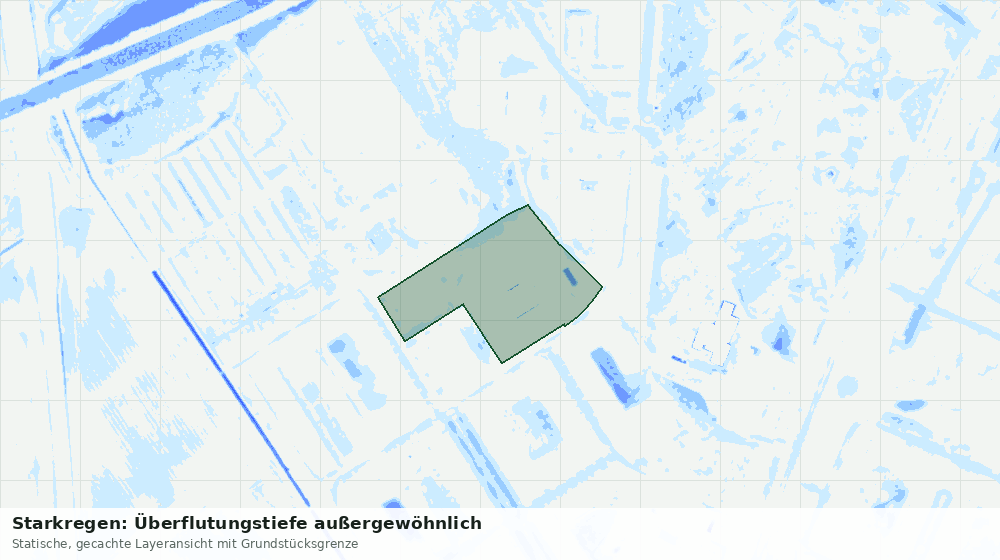 Statische Kartenansicht: Starkregen: Überflutungstiefe außergewöhnlich