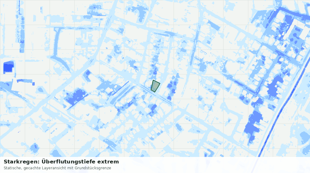 Statische Kartenansicht: Starkregen: Überflutungstiefe extrem