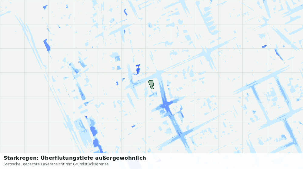 Statische Kartenansicht: Starkregen: Überflutungstiefe außergewöhnlich