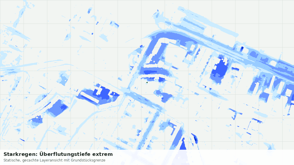 Statische Kartenansicht: Starkregen: Überflutungstiefe extrem