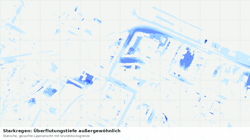Statische Kartenansicht: Starkregen: Überflutungstiefe außergewöhnlich