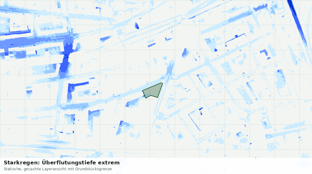 Statische Kartenansicht: Starkregen: Überflutungstiefe extrem