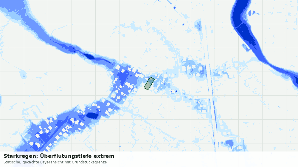 Statische Kartenansicht: Starkregen: Überflutungstiefe extrem