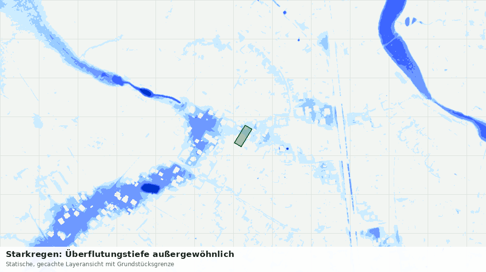 Statische Kartenansicht: Starkregen: Überflutungstiefe außergewöhnlich