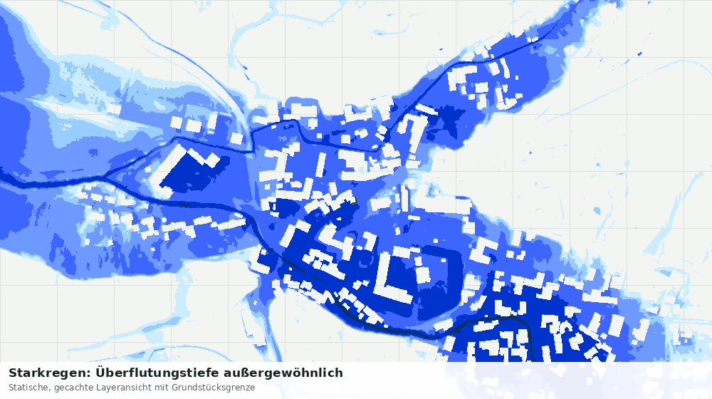Statische Kartenansicht: Starkregen: Überflutungstiefe außergewöhnlich