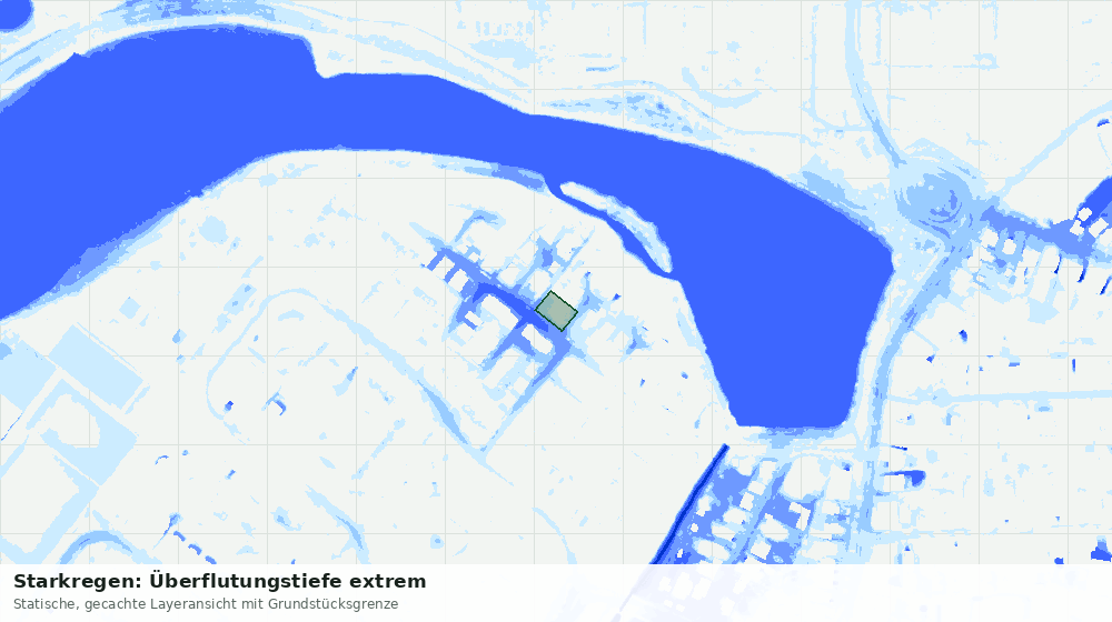 Statische Kartenansicht: Starkregen: Überflutungstiefe extrem