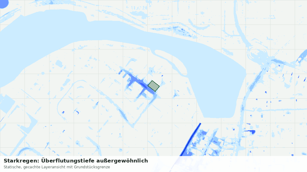 Statische Kartenansicht: Starkregen: Überflutungstiefe außergewöhnlich