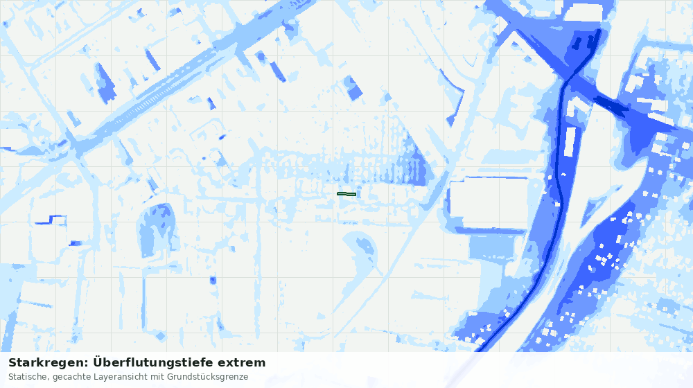 Statische Kartenansicht: Starkregen: Überflutungstiefe extrem